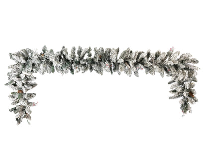 Künstliche Weihnachtsgirlande mit Schnee Tannengirlande 270 cm mit Tannenzapfen und Beeren