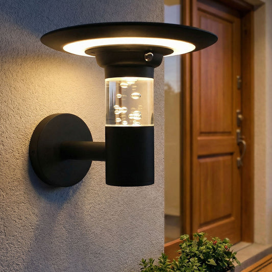 Solar Außenwandleuchte TB-238 LED Wandlampe mit Bubble-Effekt, Warmweiß/Kaltweiß, dimmbar, 6V 3,7W Solarpanel, 4000mAh Akku, Aluminium, IP44, moderne Gartenleuchte für Hauswand Eingang