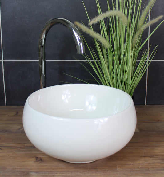 Aufsatzwaschbecken Rund 31 x 31 x 16 cm modern Weiß Keramik Waschbecken