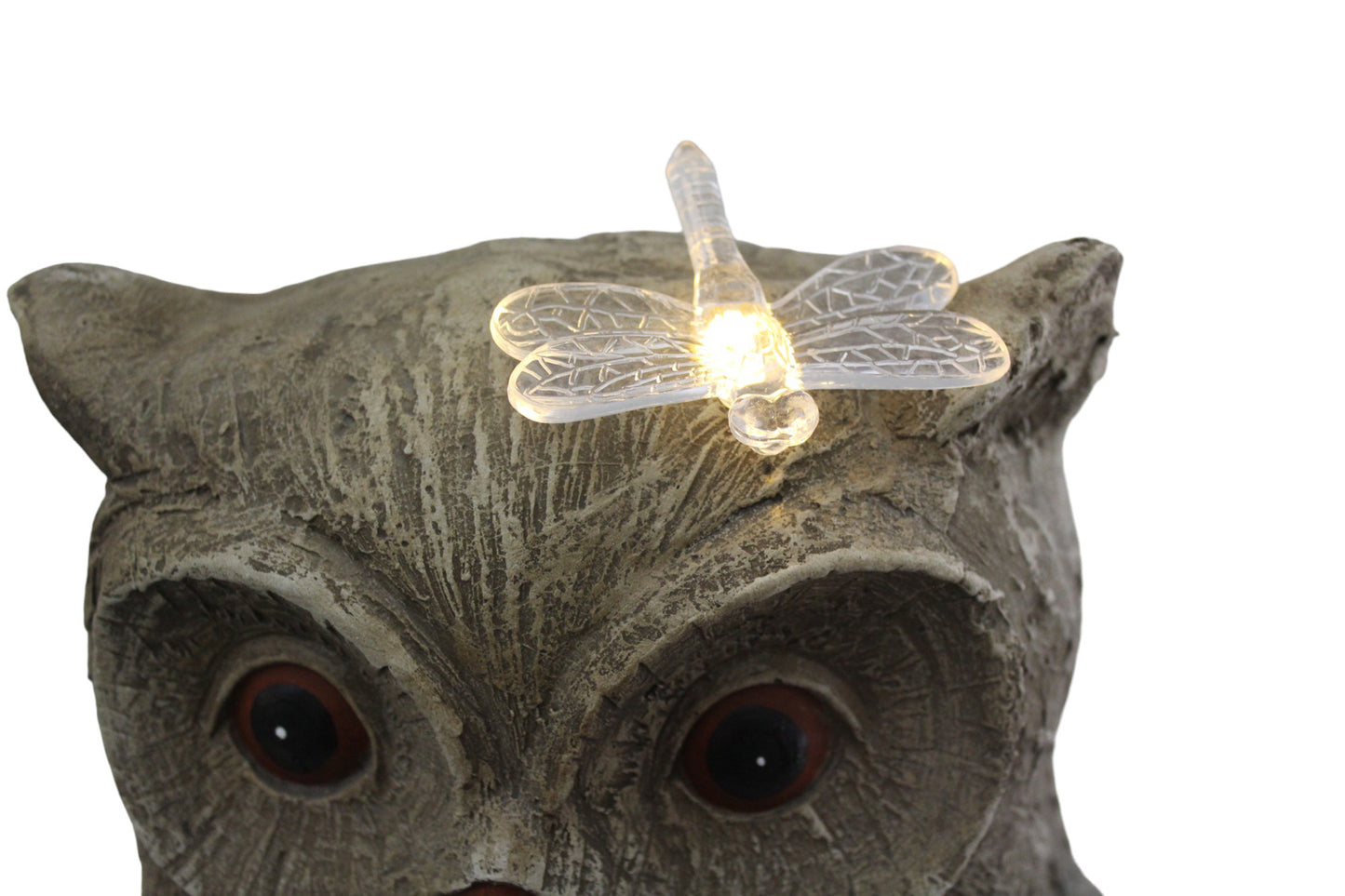 Gartenfigur Eule mit Solarbeleuchtung 35 cm Steinoptik Gartendekoration Solarleuchte Grau Kunststein