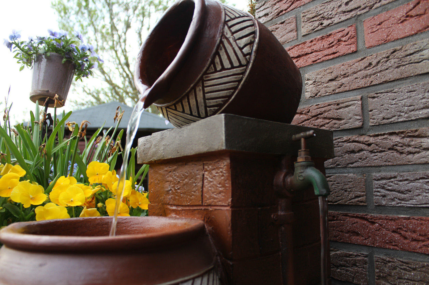 Springbrunnen Krüge mit LED-Beleuchtung Gartenbrunnen Kaskade