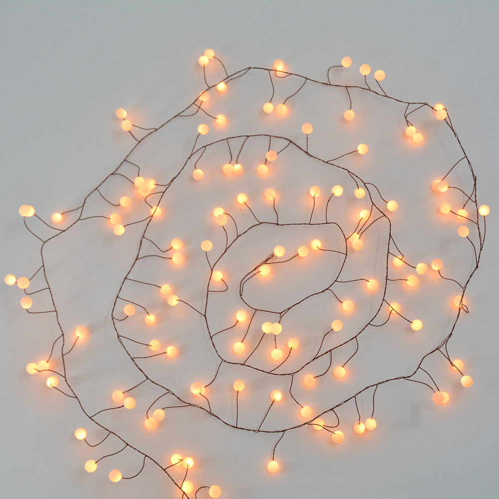 LED Cluster Lichterkette Leuchtkugeln 120 LED warmweiß Weihnachtsbeleuchtung
