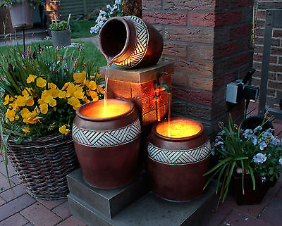 Springbrunnen Krüge mit LED-Beleuchtung Gartenbrunnen Kaskade