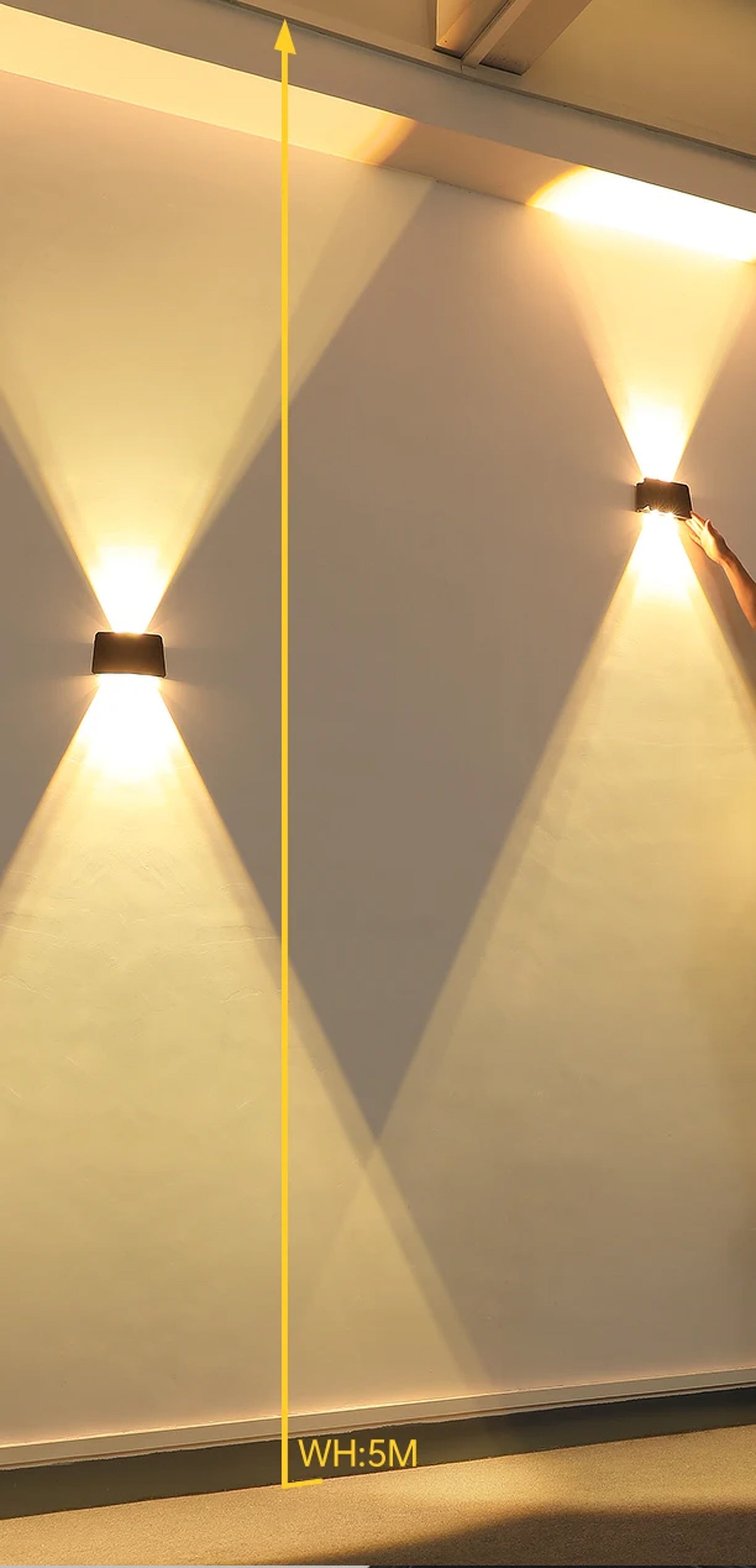 Solarleuchte moderner Wandstrahler 5 helle LED Wandlampe kabellos UP Down Außenleuchte 1300 mAh warmweiß Außenlampe Solarlampe