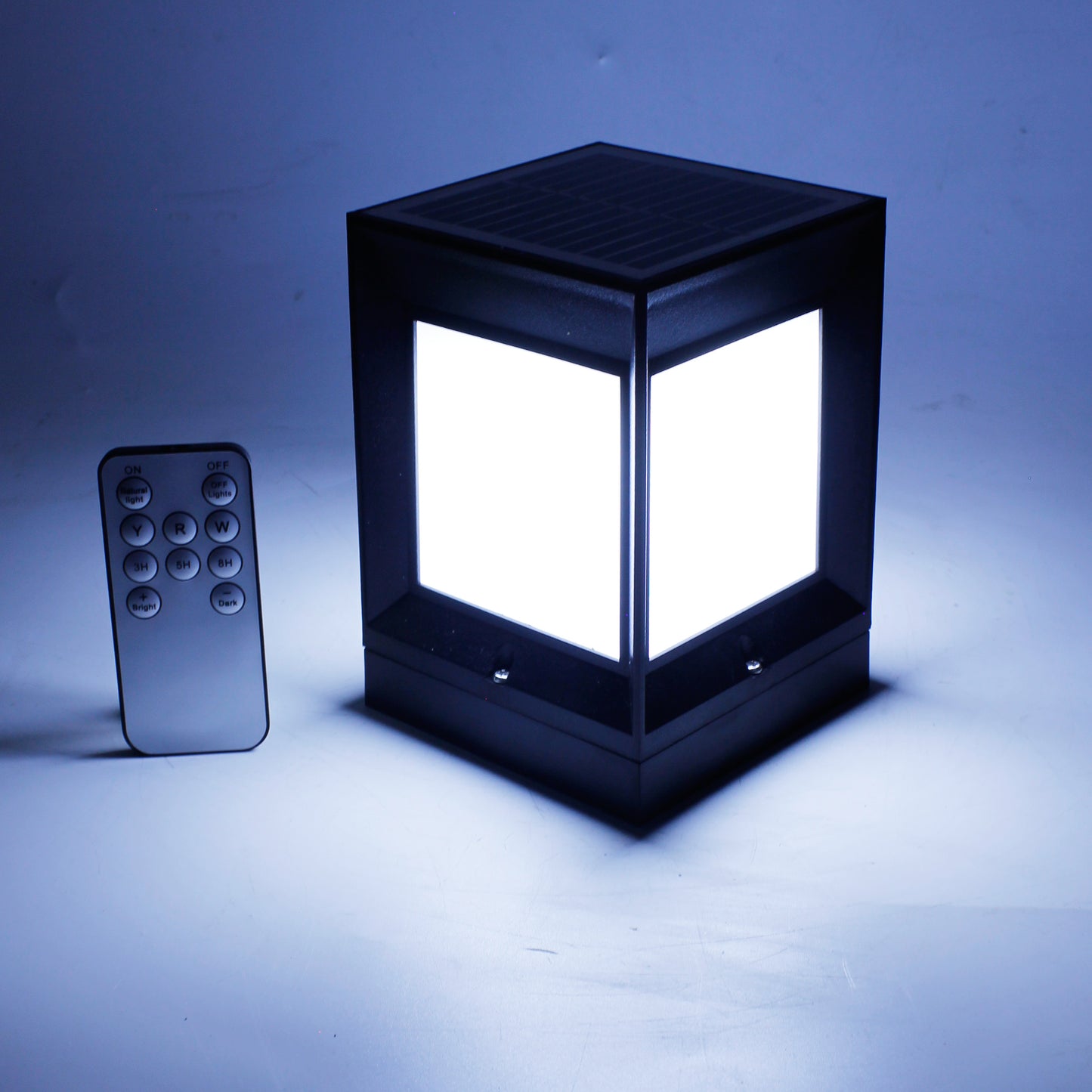 Solarlampe Pfosten Lampe Zaunbeleuchtung Pfostenleuchte 10x10x14 cm mit Fernbedienung Solarleuchte 3,7V 1200 mAh