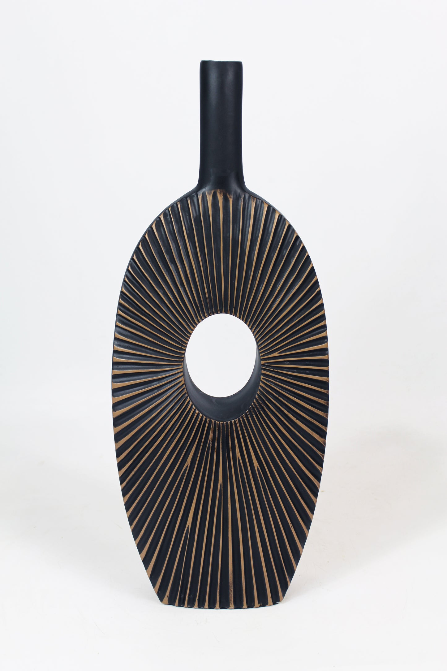 Dekovase geriffelt moderne Blumenvase braun dunkel