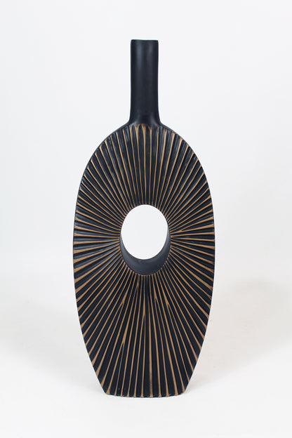 Dekovase geriffelt moderne Blumenvase braun dunkel