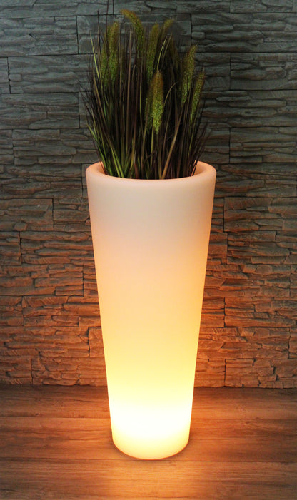 Moderner beleuchteter Blumenkübel 90x37 cm Pflanzgefäß Blumentopf LED RGB mit Akku und Netzteil