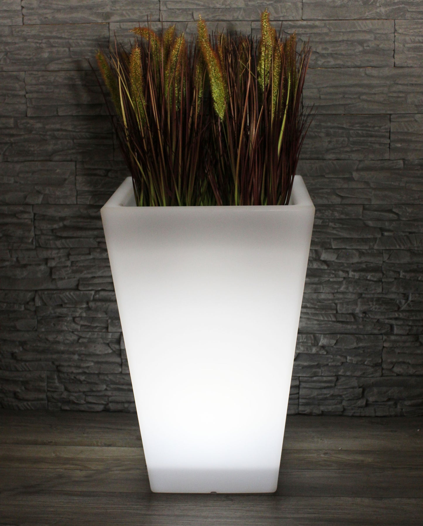 Großer LED Blumenkübel 69,5 x 45 cm beleuchtet RGB mit Fernbedienung Pflanzkübel modern Blumentopf Akku und Netzkabel Indoor § Outdoor