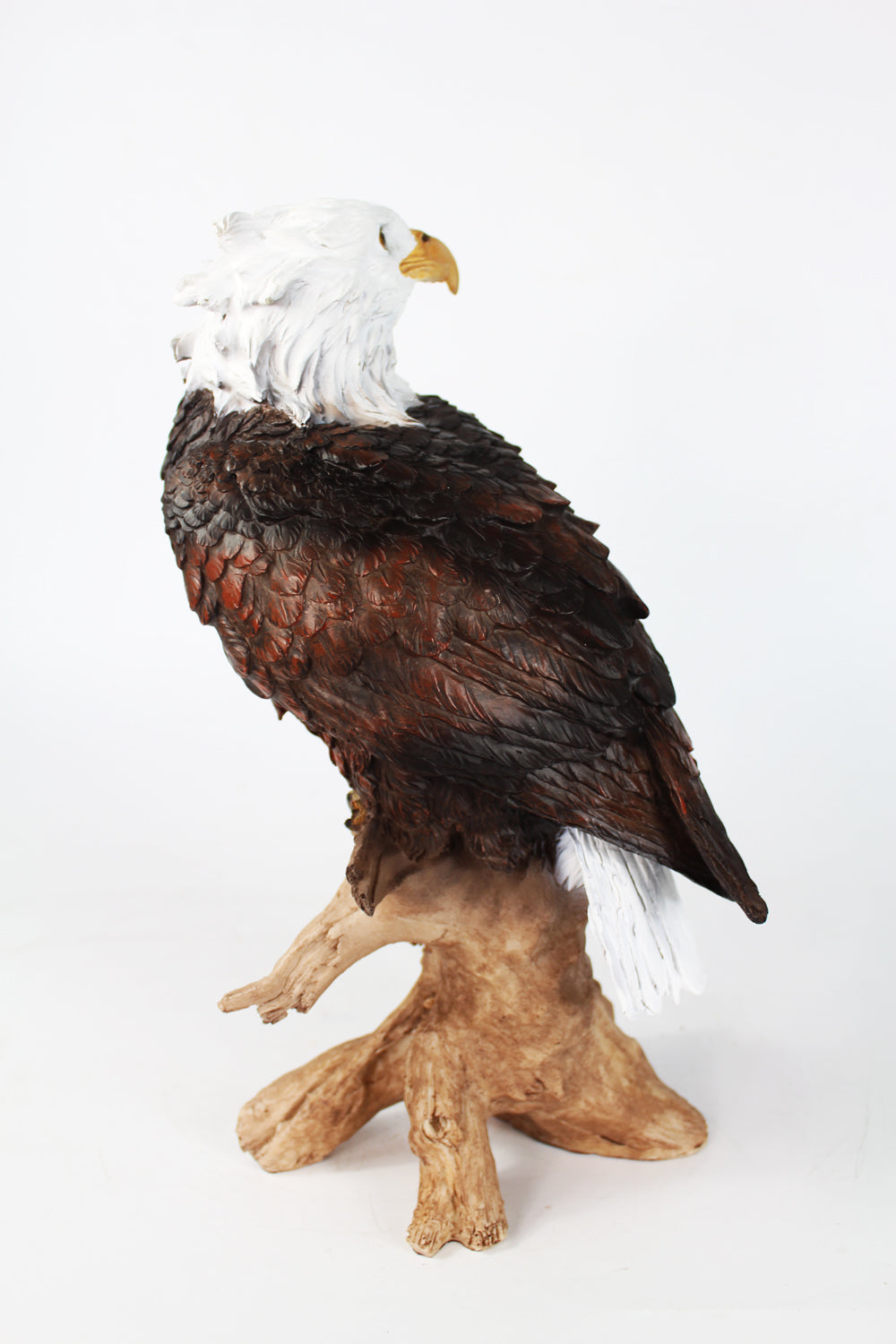 Dekofigur Adler auf Baumstamm 34 cm Gartenfigur Tierfigur