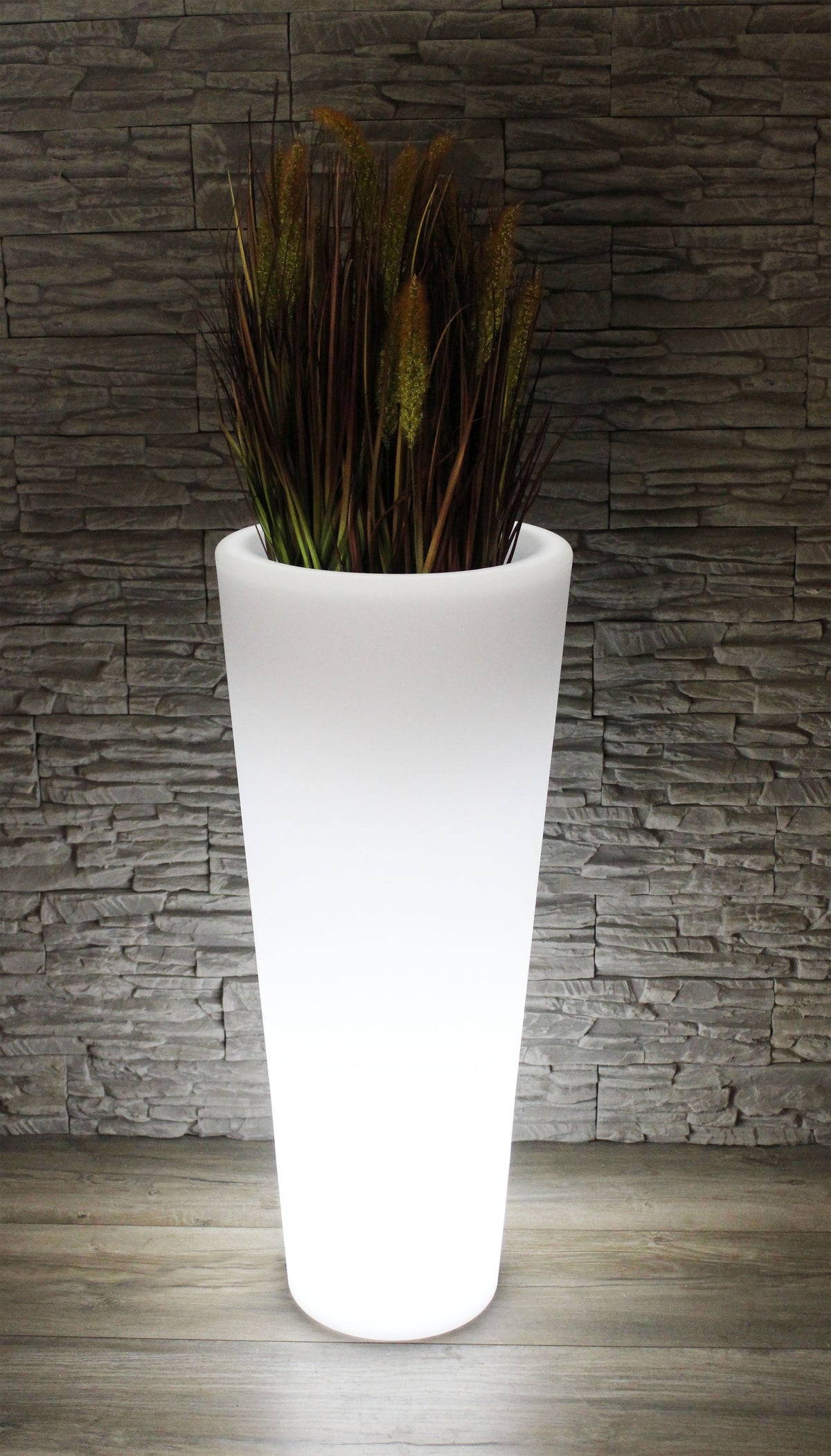 Moderner beleuchteter Blumenkübel 90x37 cm Pflanzgefäß Blumentopf LED RGB mit Akku und Netzteil