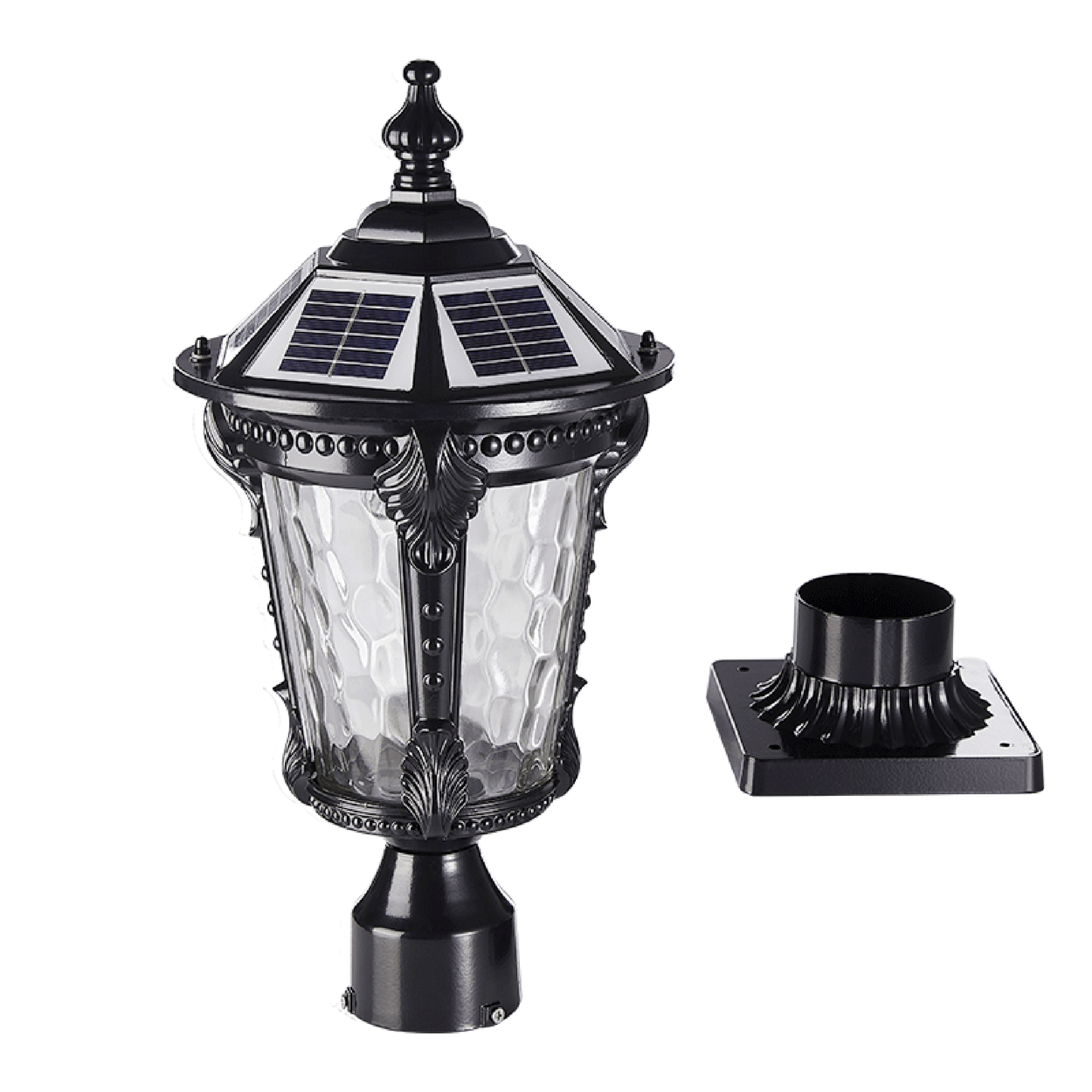 Solar Sockelleuchte schwarz Aluminium Glas Außenleuchte kabellos mit Fernbedienung Gartenleuchte