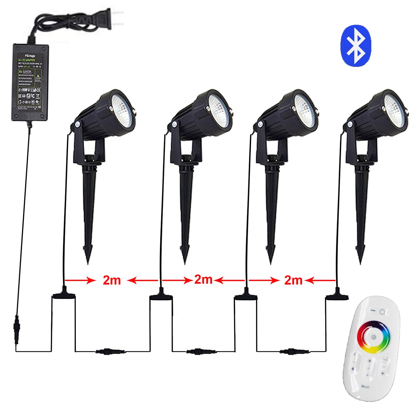 4er Set LED Gartenstrahler RGB mit Fernbedienung