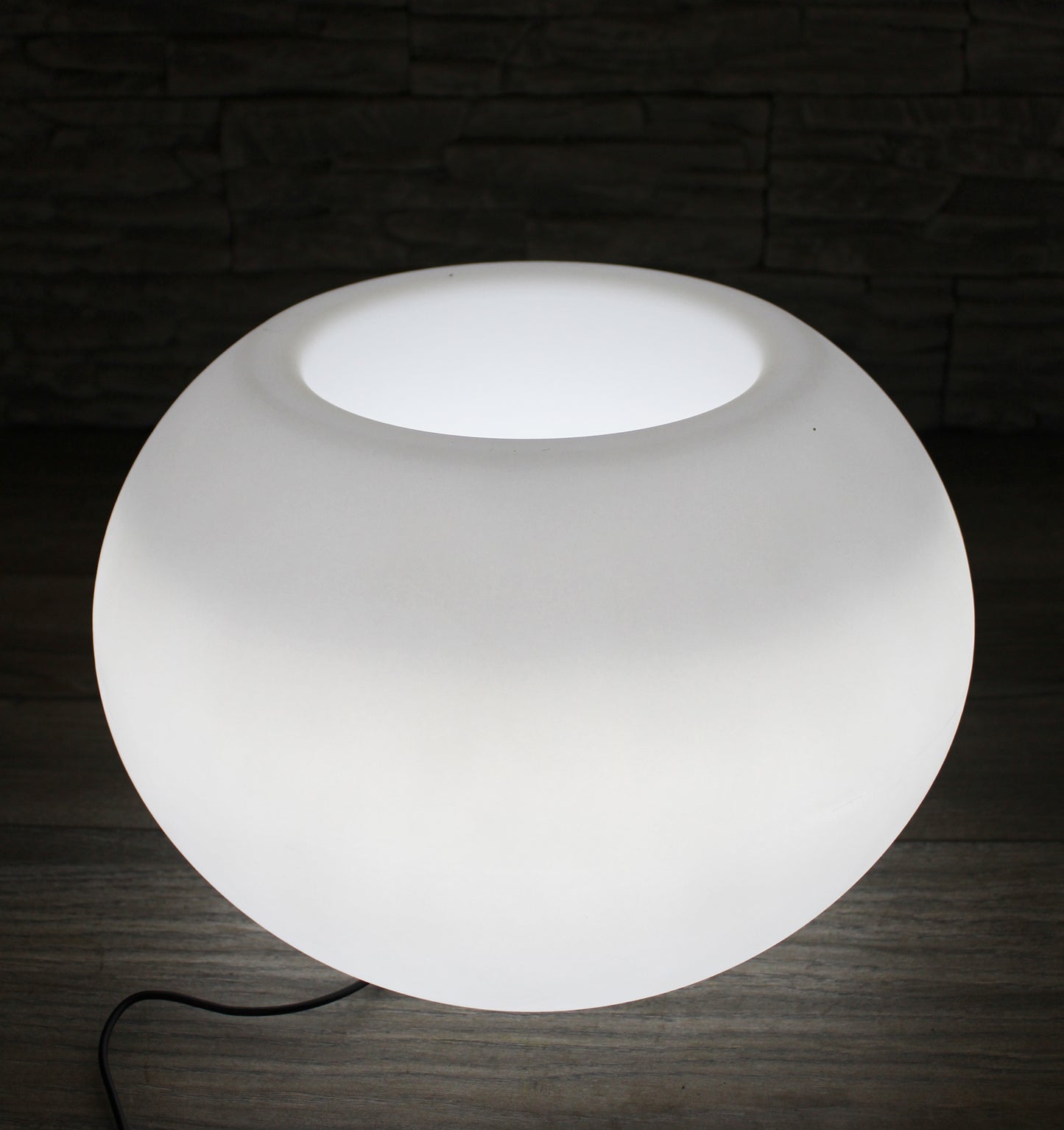 Moderner runder beleuchteter Blumenkübel 35x24 cm Pflanzgefäß Blumentopf LED RGB mit Akku und Netzteil