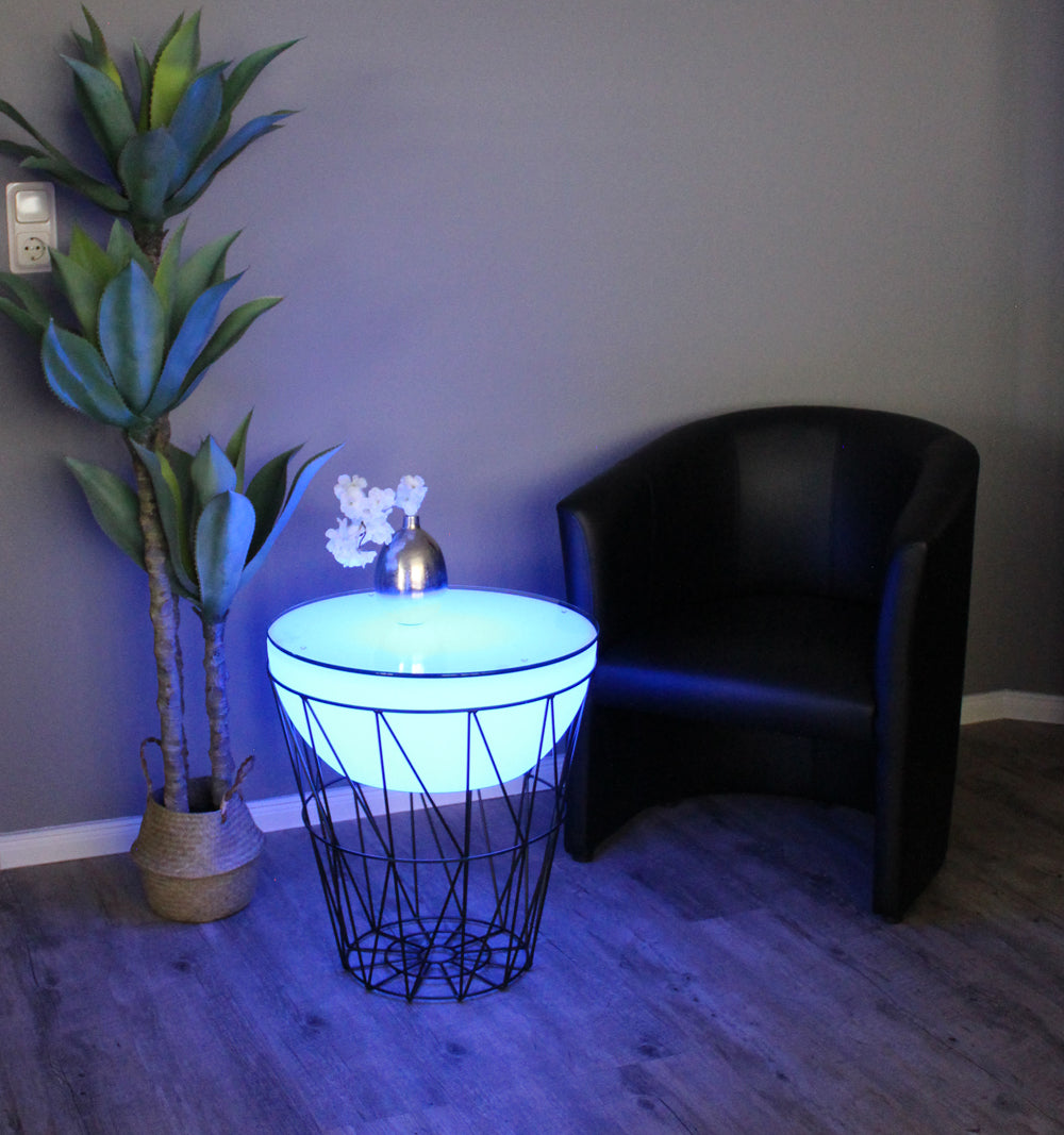 LED Couchtisch 56x50cm PL500 Beistelltisch beleuchtet modern Lounge Tisch Leuchtmöbel