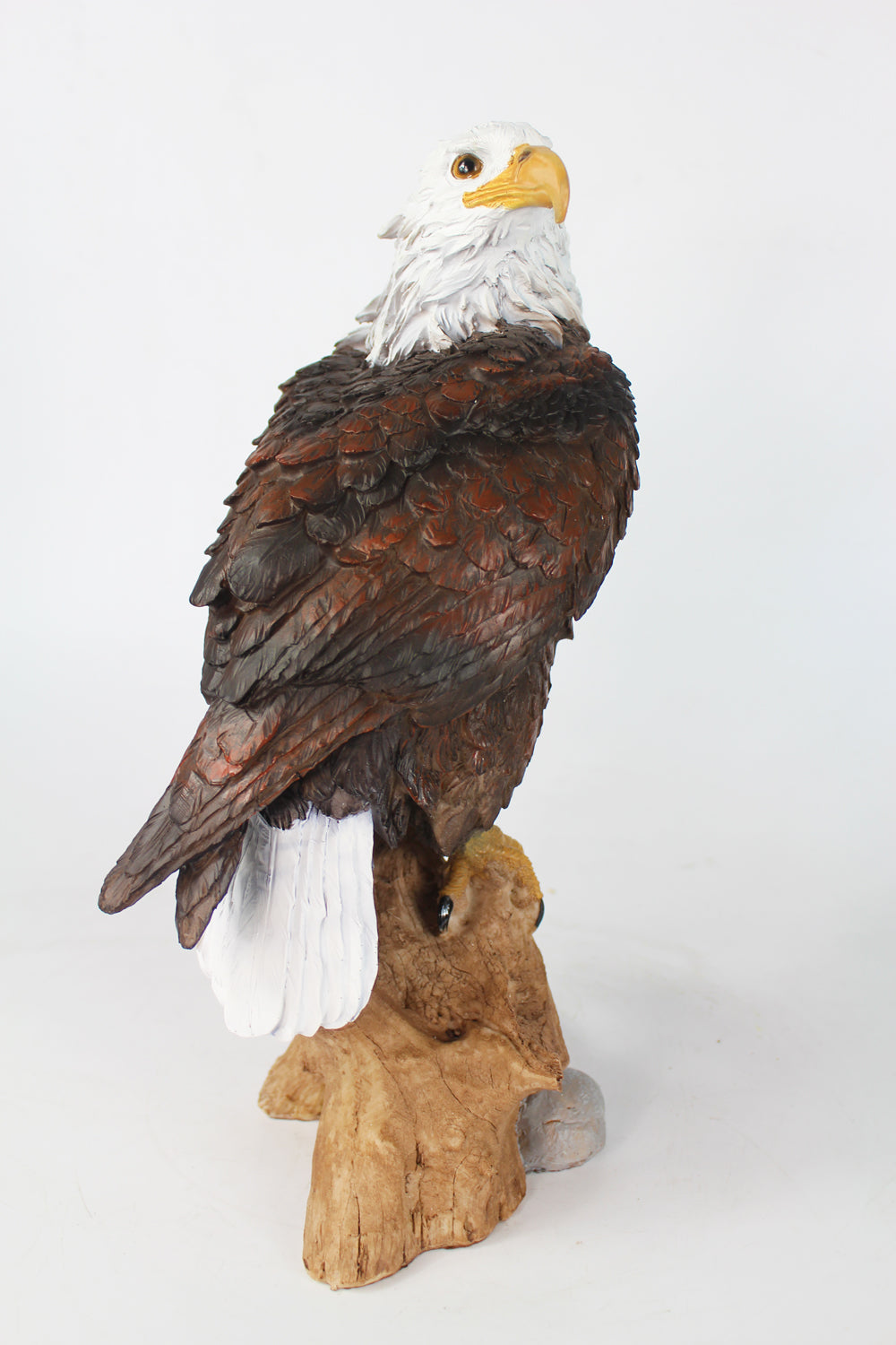 Dekofigur Adler auf Baumstamm 34 cm Gartenfigur Tierfigur
