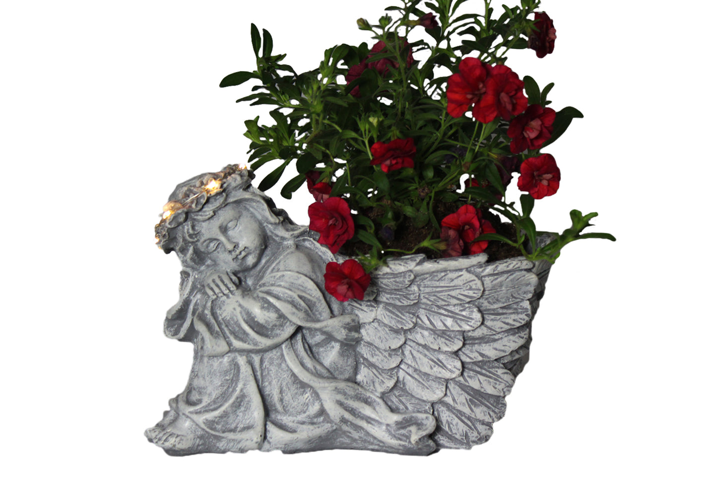 Solarleuchte Engel mit Pflanztopf Gartenleuchte Grabschmuck