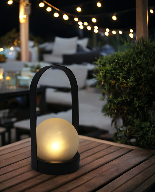 Solarleuchte Tischleuchte mit Glaskugel warmweiß Windlicht Dekoleuchte Solarlampe