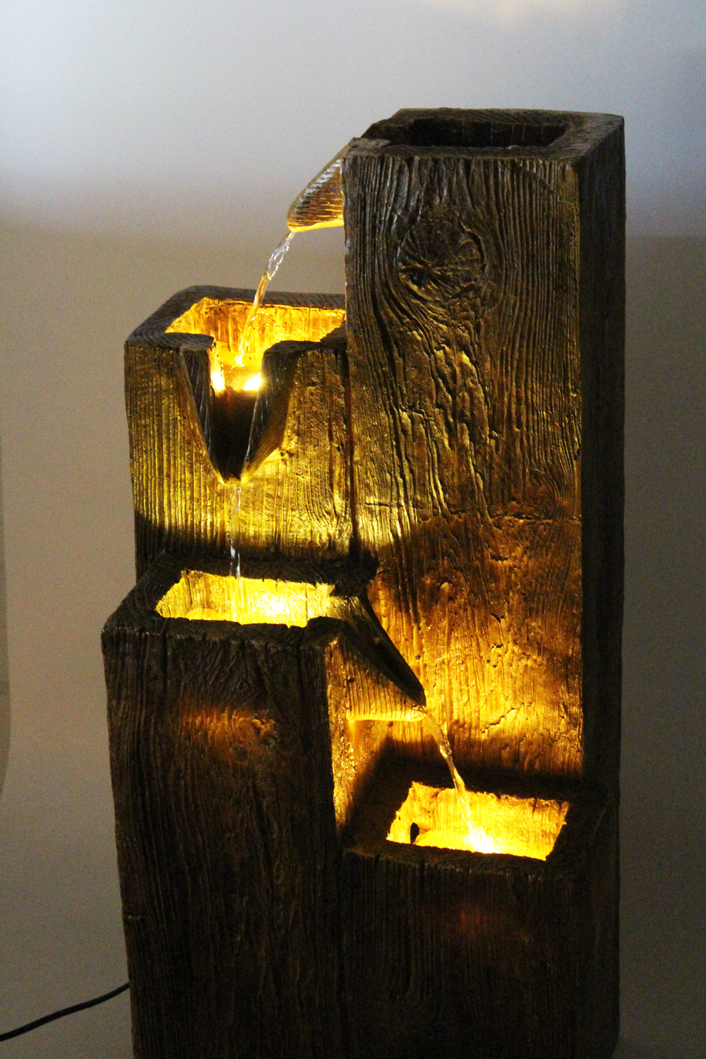 Gartenbrunnen BK823 in Holzoptik Wasserspiel Gartenbrunnen mit Beleuchtung