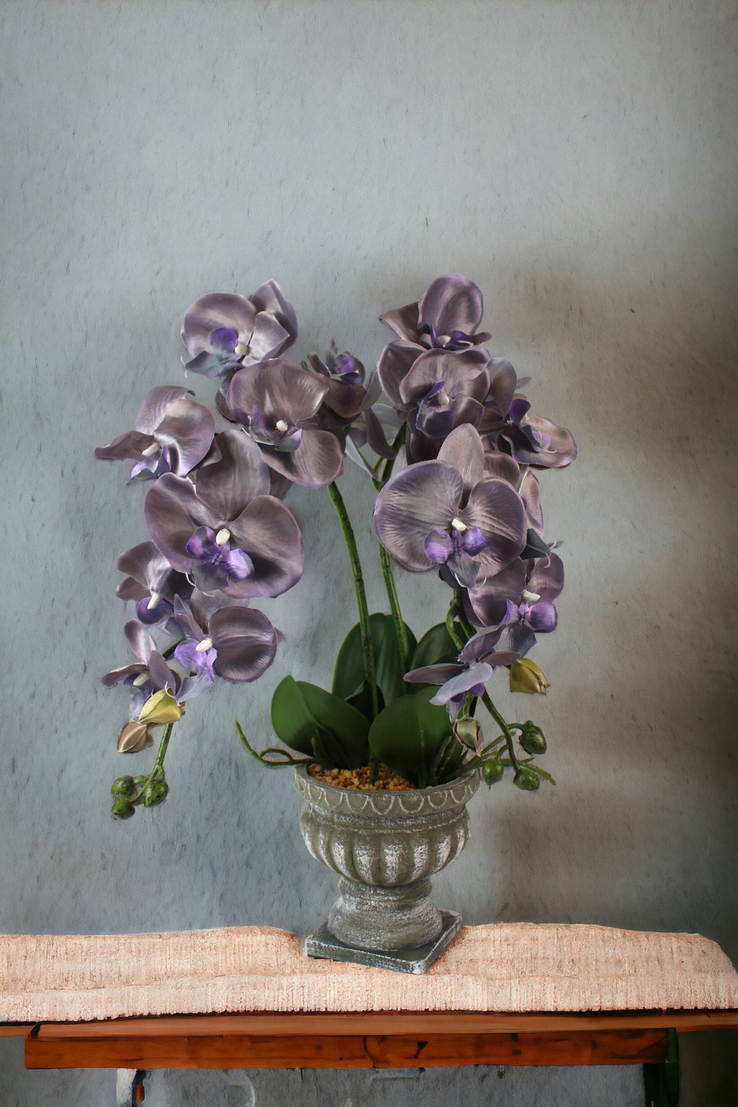 Künstliche Orchidee im dekorativen Topf 60 cm Lila / Violett Kunstpflanze Zimmerpflanze