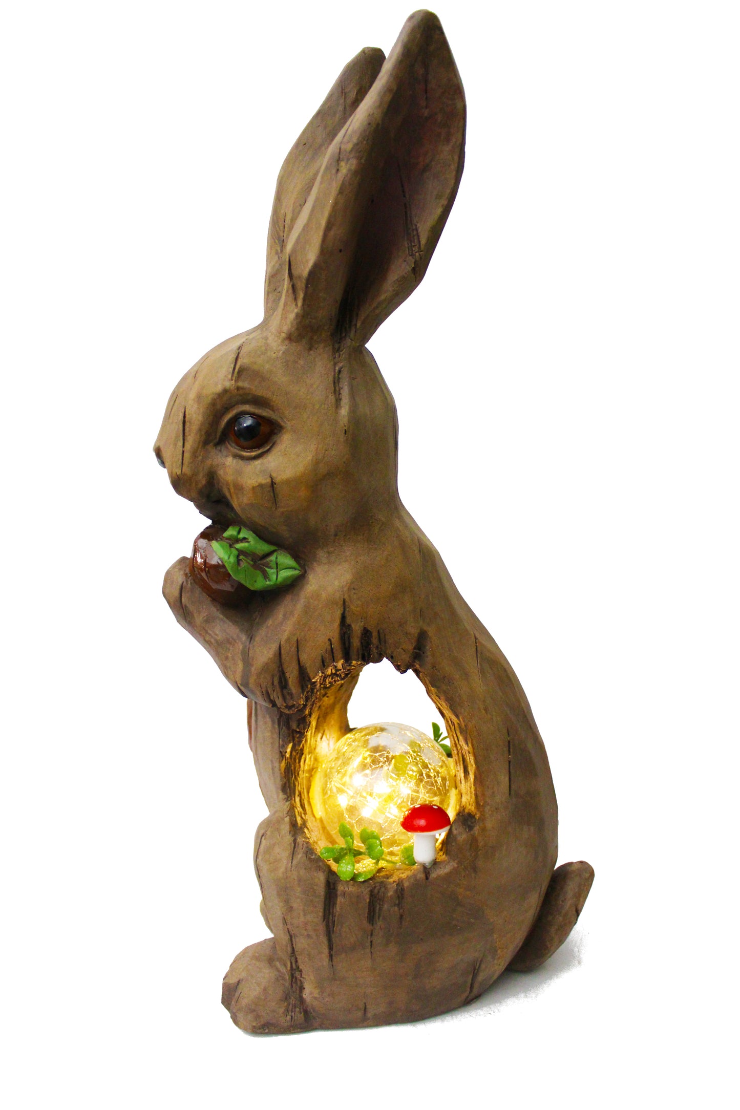 Große Solar Gartenfigur Hase mit LED Beleuchtung 51 cm Gartendeko Solarleuchte Solarlampe