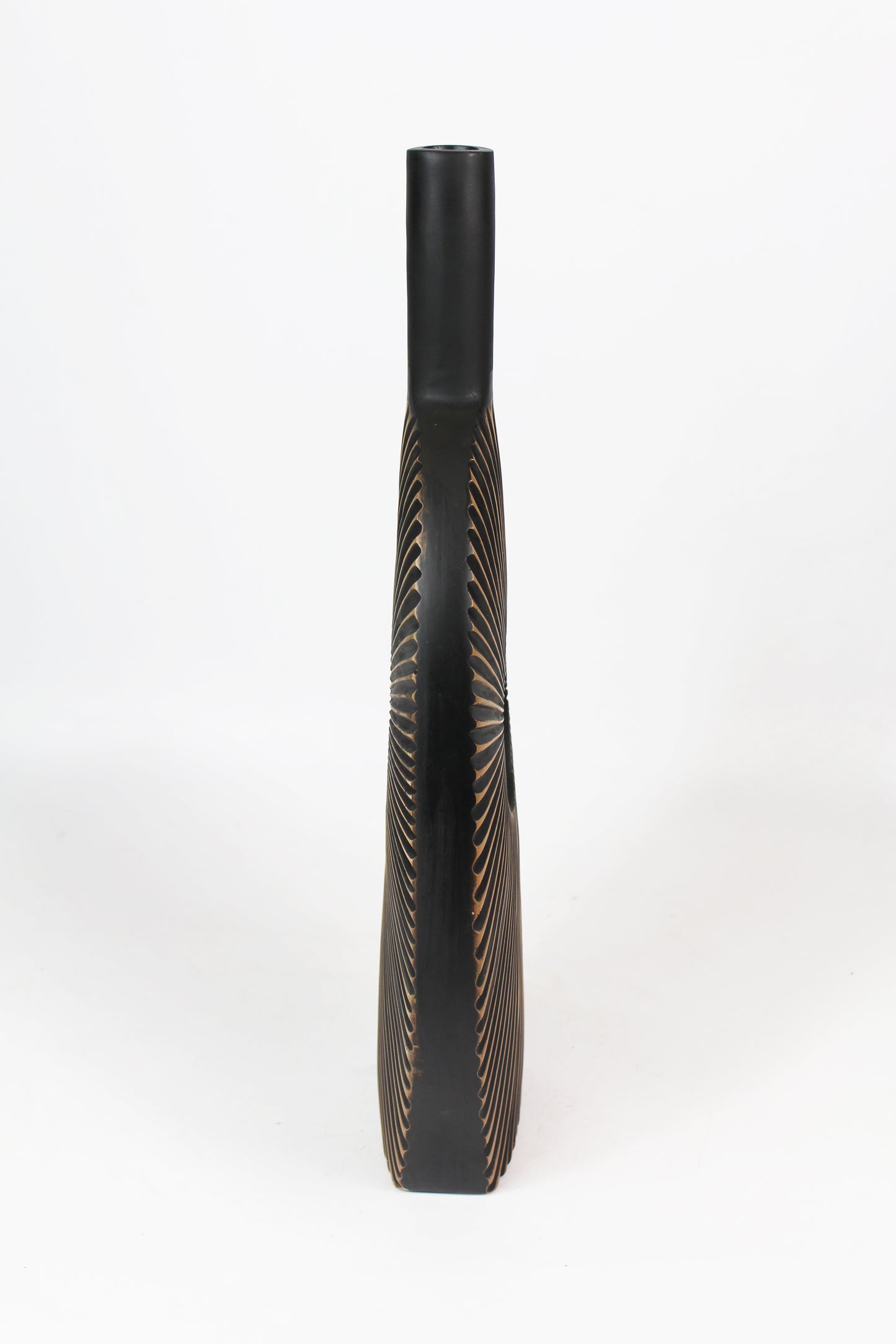 Dekovase geriffelt moderne Blumenvase braun dunkel