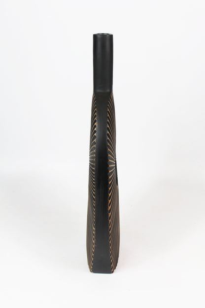 Dekovase geriffelt moderne Blumenvase braun dunkel