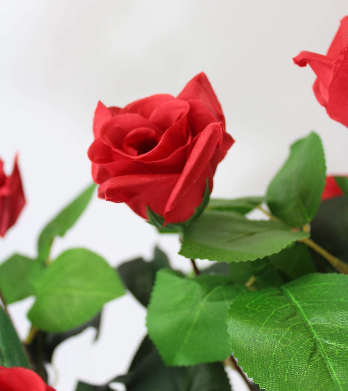 Künstlicher Rosenstamm 75 cm Rot mit 12 Rosen und 114 Blätter Kunstrose künstliche Rose Kunstpflanze