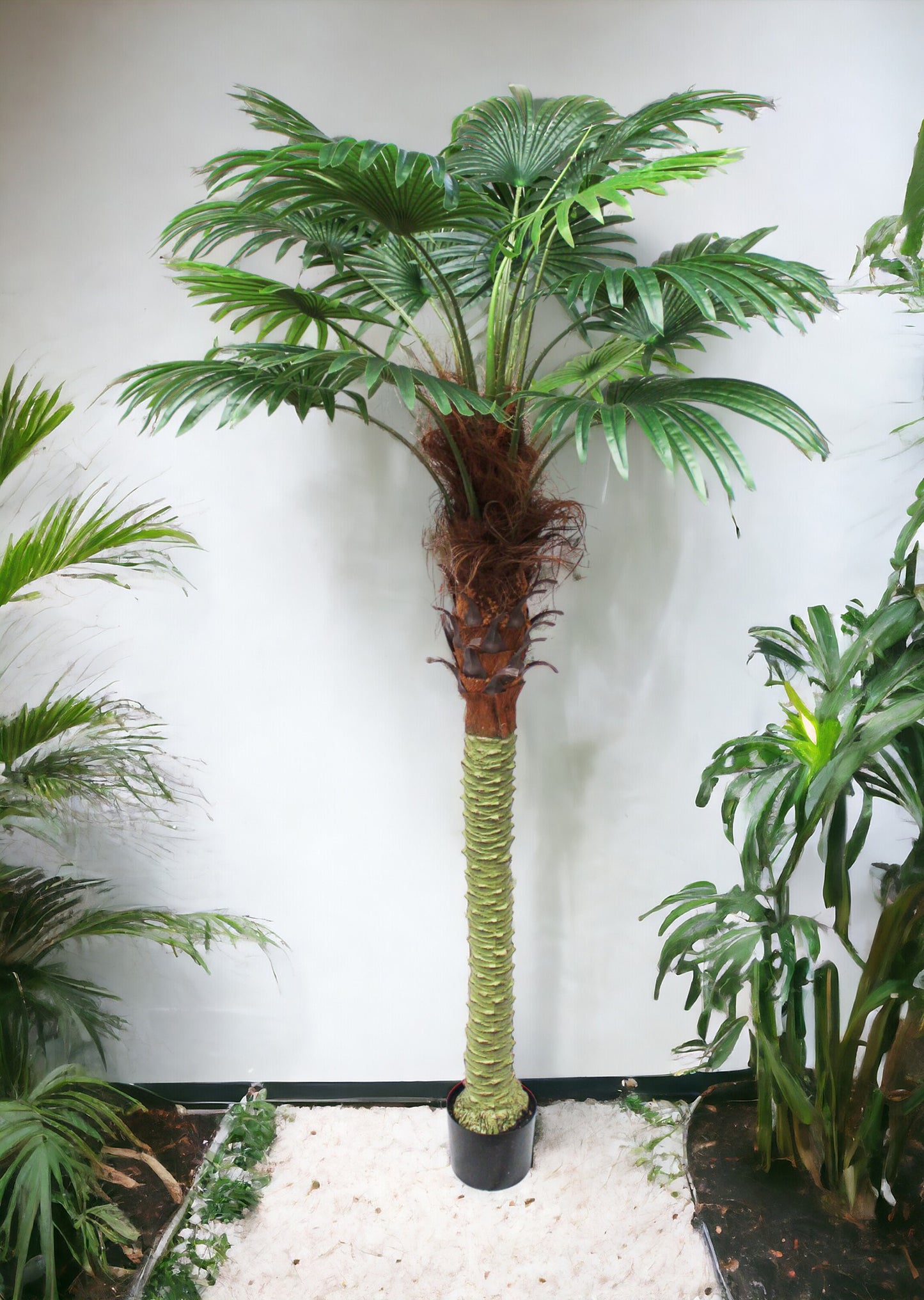 Große künstliche Palme 200 cm mit 15 Palmenwedel Fächerpalme Kunstpflanze