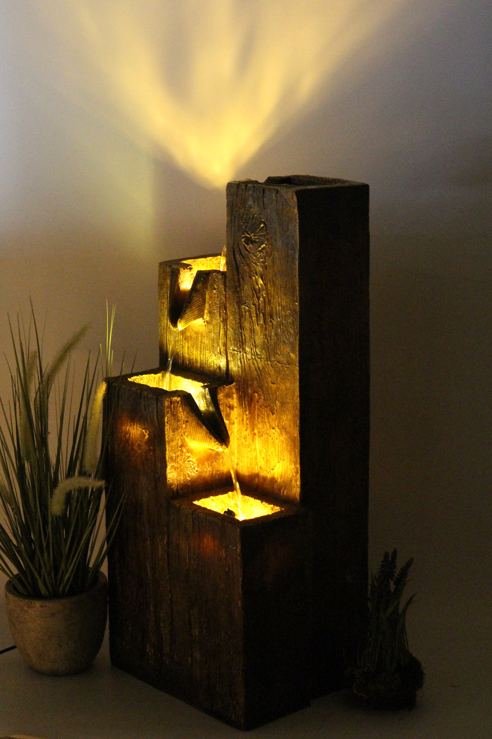 Gartenbrunnen BK823 in Holzoptik Wasserspiel Gartenbrunnen mit Beleuchtung