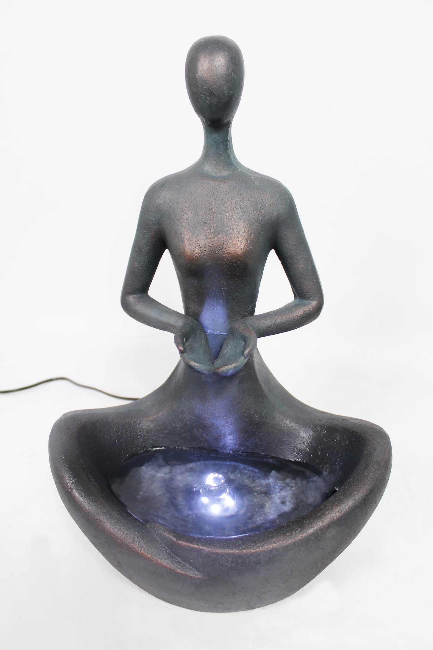 Yoga Brunnen mit Beleuchtung und Pfirsich Mondstein Heilstein 41 cm Zimmerbrunnen Springbrunnen Tischbrunnen