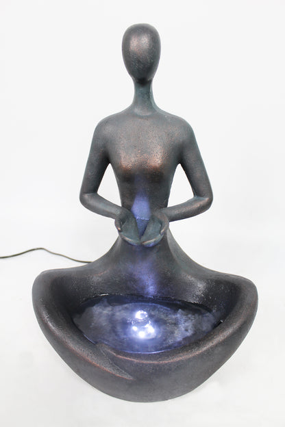 Yoga Brunnen mit Beleuchtung und Pfirsich Mondstein Heilstein 41 cm Zimmerbrunnen Springbrunnen Tischbrunnen