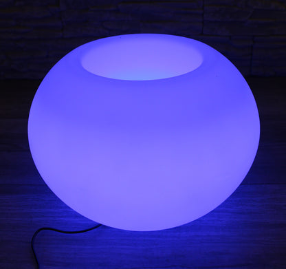 Moderner runder beleuchteter Blumenkübel 35x24 cm Pflanzgefäß Blumentopf LED RGB mit Akku und Netzteil