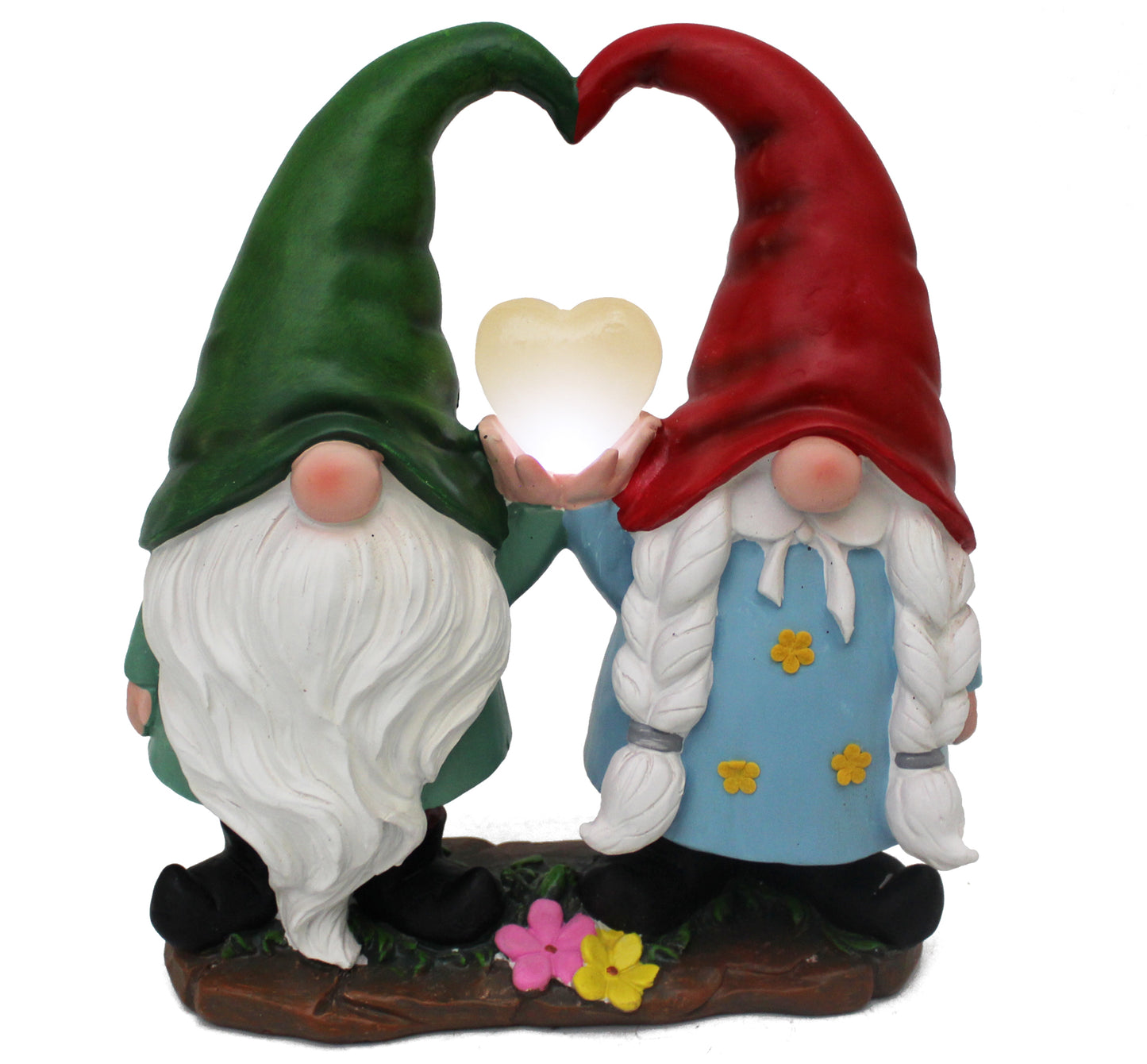 Solar Gartenfigur Gartenzwerg Pärchen mit Herz Wichtel Solarleuchte Solarlampe