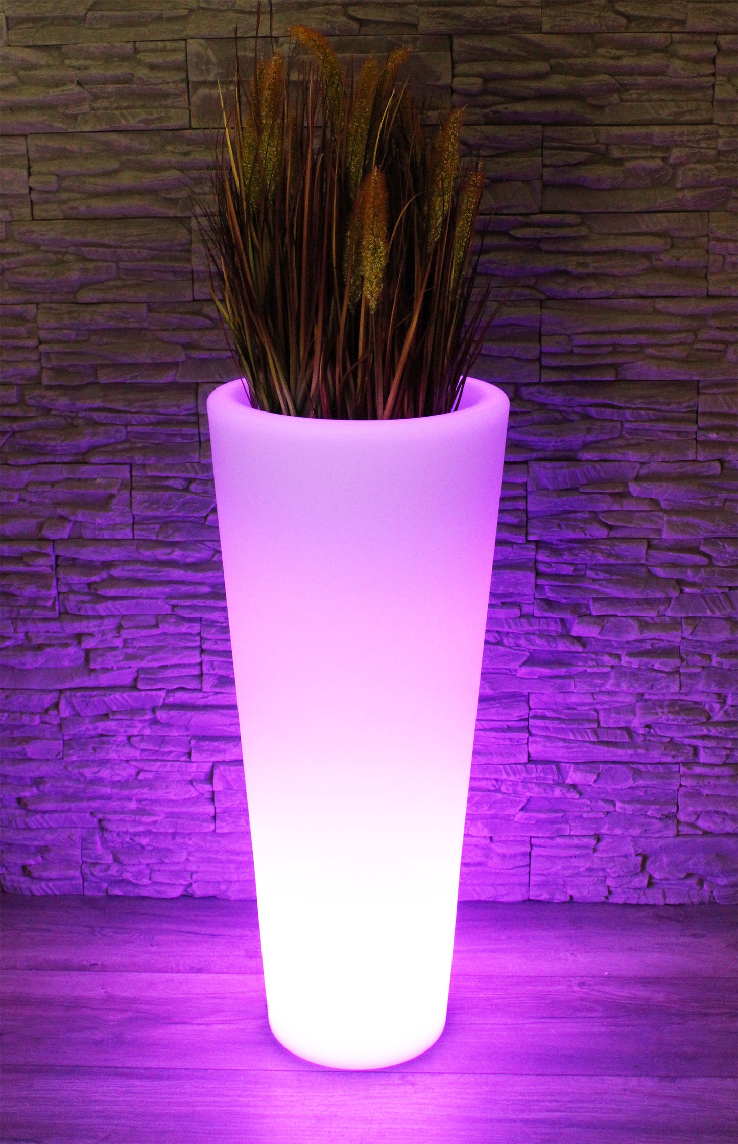 Moderner beleuchteter Blumenkübel 90x37 cm Pflanzgefäß Blumentopf LED RGB mit Akku und Netzteil