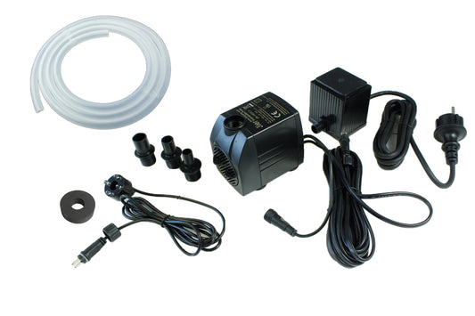 Springbrunnenpumpe mit 1x LED Spot Komplett Set Bachlaufpumpe Teichpumpe Brunnen