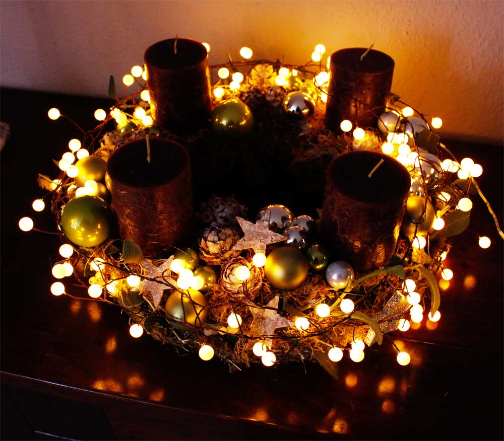 LED Cluster Lichterkette Leuchtkugeln 120 LED warmweiß Weihnachtsbeleuchtung
