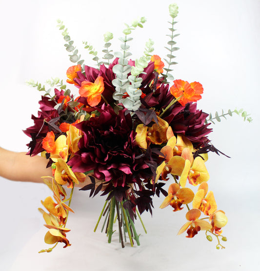 Künstlicher Blumenstrauß Herbstzauber 60 cm Premium handgebunden wie echt