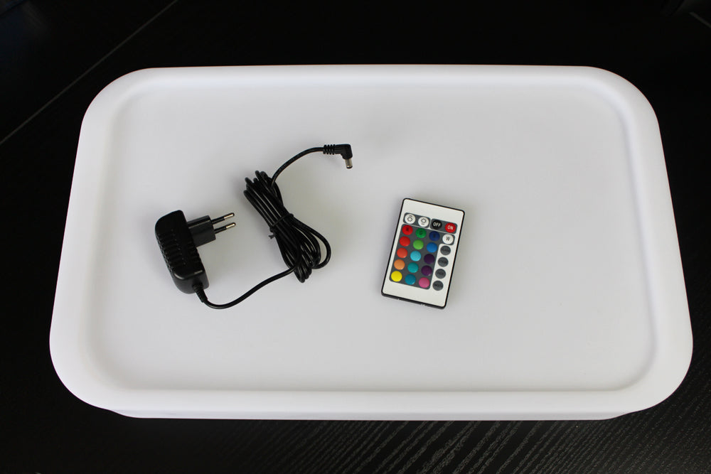LED Serviertablett beleuchtet Tablett Bar 50x30 cm kabellos Akku mit Fernbedienung