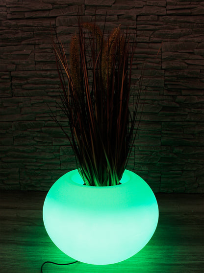 Moderner runder beleuchteter Blumenkübel 35x24 cm Pflanzgefäß Blumentopf LED RGB mit Akku und Netzteil
