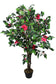 Künstliche Kamelie 140 cm mit Echtholzstamm Kunstpflanze rote Blüten Baum künstliche Pflanze im Topf