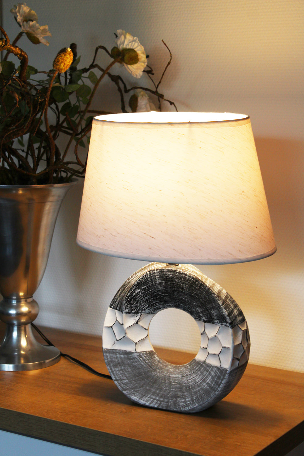 Tischleuchte Keramik 42,5 cm maritim Nachttischlampe – arnusa