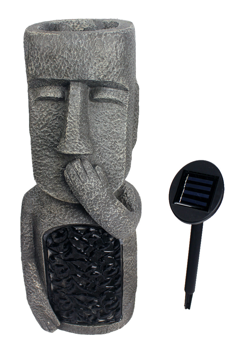 Solar Dekofigur Moai beleuchtet Gartenfigur bepflanzbar Solarleuchte 22x18x52 cm