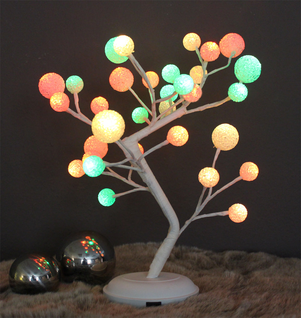 LED Leuchtbaum RGB Glitzerkugel 45 cm 32 LED Baum Dekobaum Tischleuchte