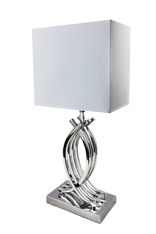 Tischlampe Chrom Design Tischleuchte 50 cm Nachttischlampe