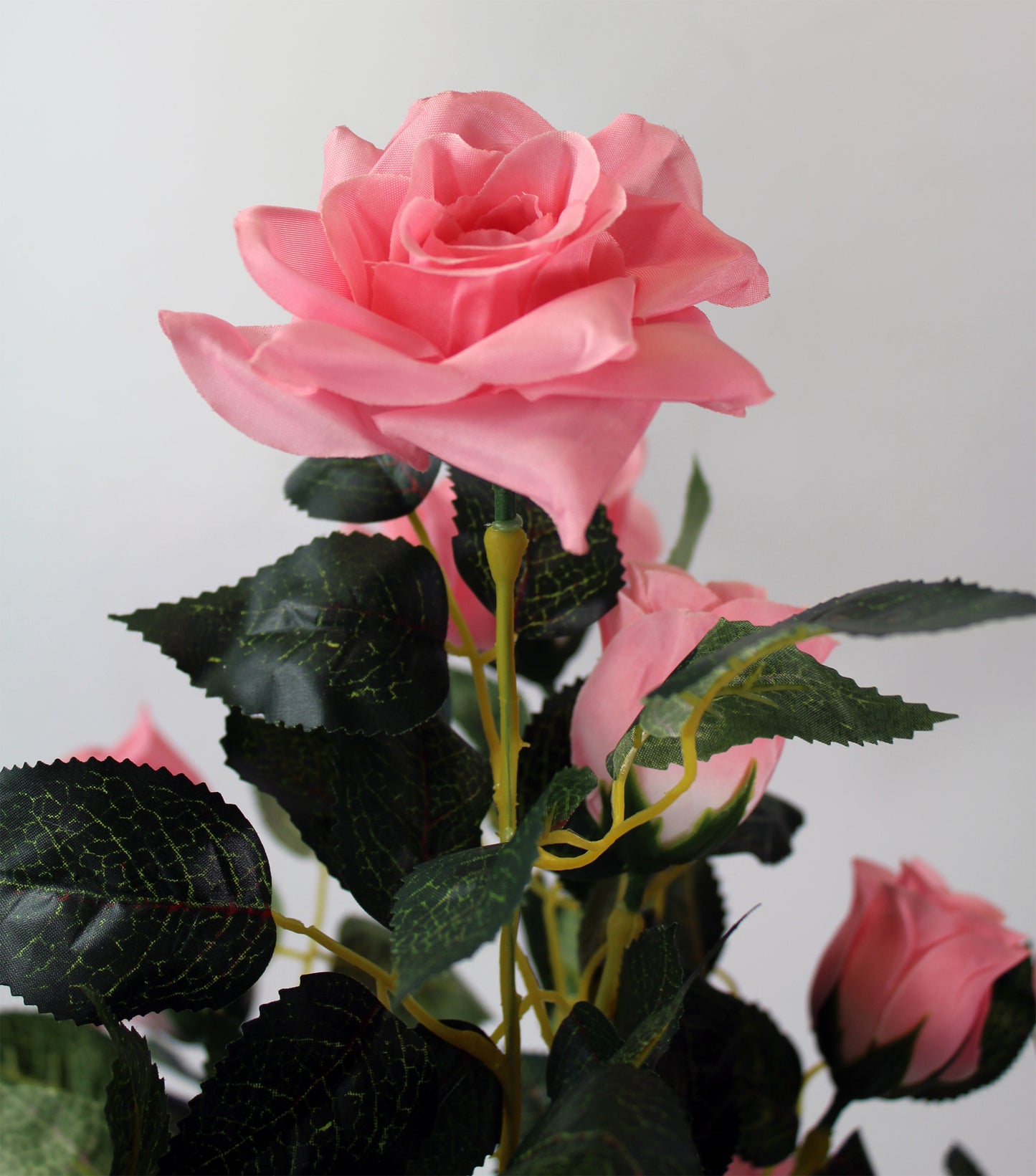 Künstlicher Rosenstamm 90 cm Rosa mit 21 Rosen und 259 Blätter Kunstrose künstliche Rose Kunstpflanze