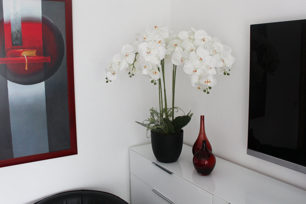 Große künstliche Orchidee 110 cm Weiß