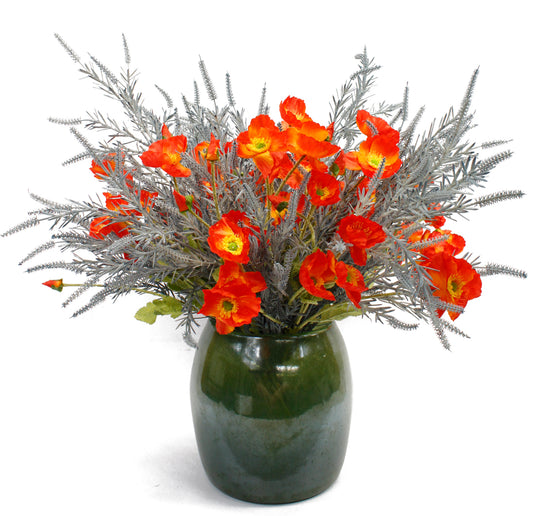 Großer künstlicher Blumenstrauß Mohn-Shine 50 cm Premium handgebunden