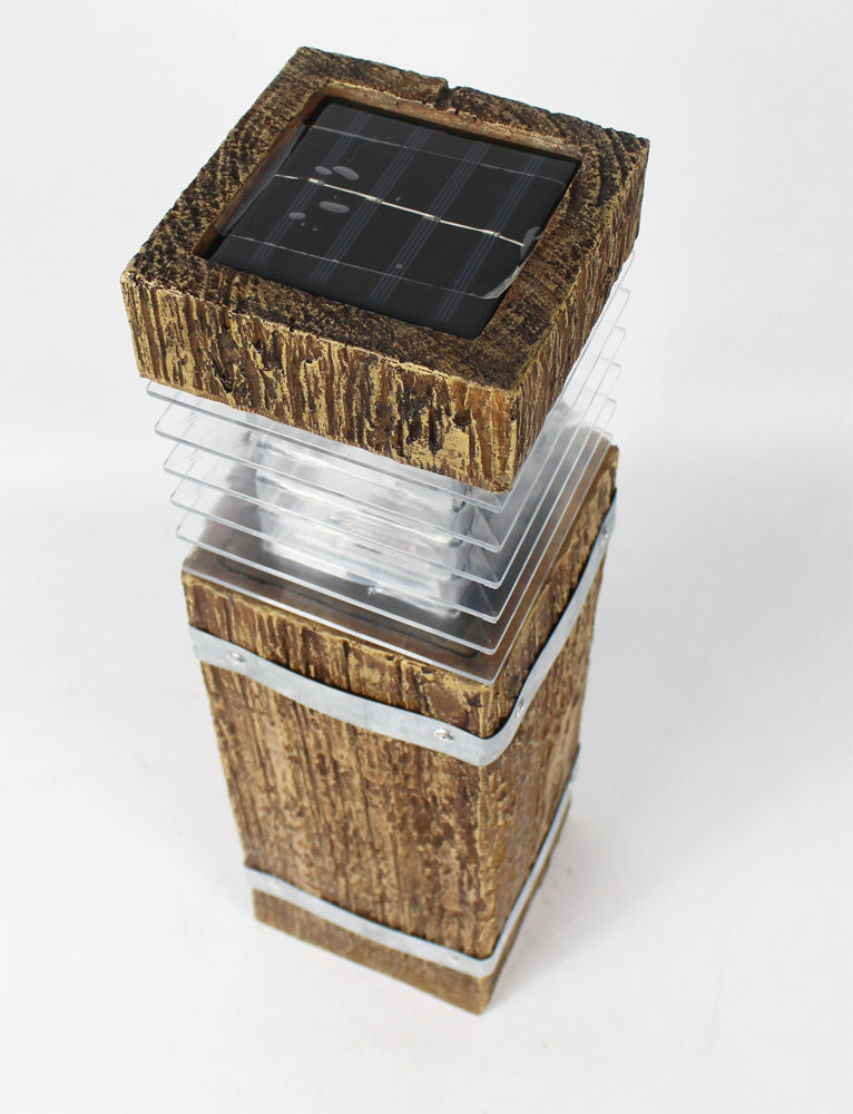 Solarleuchte Sockelleuchte in Holzoptik 43,5 x 12 cm Gartenlampe Wegeleuchte