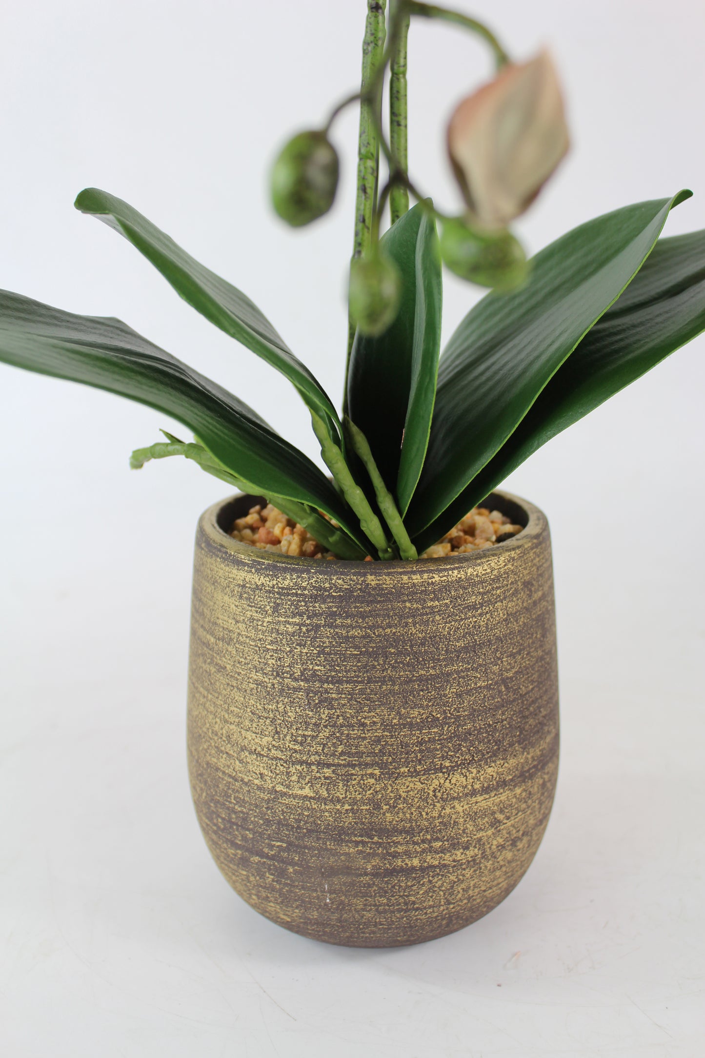 Künstliche Orchidee im dekorativen Topf 50 cm orange Kunstpflanze Zimmerpflanze